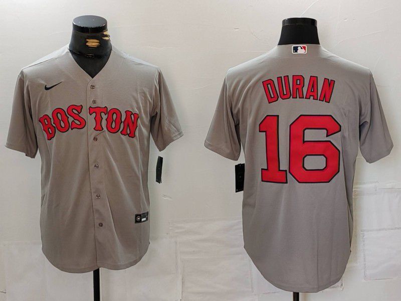 Men Boston Red Sox 16 Duran Grey Game 2024 Nike MLB Jersey style 1